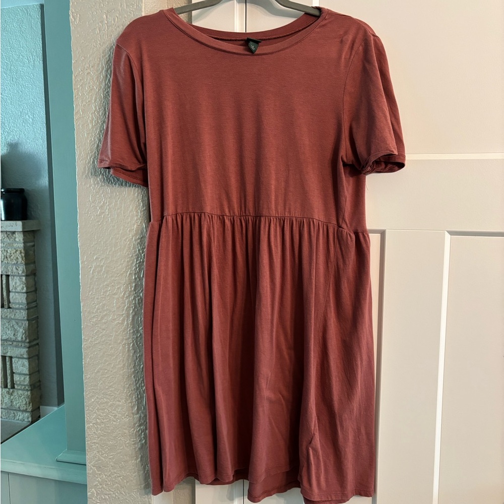 Wild Fable Orange Mini Sundress Short Sleeve Crew Neck